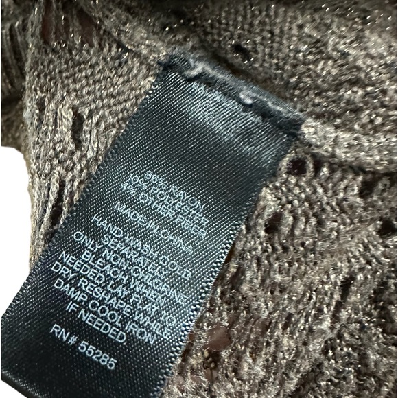 Express Brown Metallic Glitter Shimmer Knit Batwing Short Sleeve Top Womens S - Picture 9 of 12